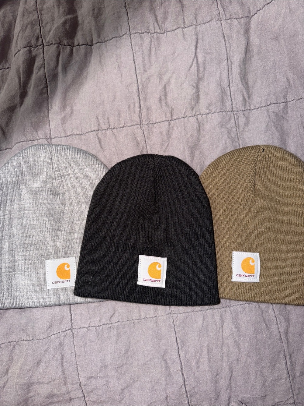 Carhartt Beanie Trio - Black, Gray & Olive
